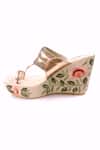 Buy_Sole House_Gold Embroidery Floral Kolhapuri Wedges _Online_at_Aza_Fashions