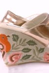 Shop_Sole House_Gold Embroidery Floral Kolhapuri Wedges _Online_at_Aza_Fashions