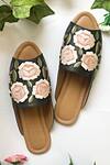 Buy_Sole House_Black Embroidered Floral Open Toe Mules _at_Aza_Fashions