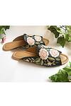 Shop_Sole House_Black Embroidered Floral Open Toe Mules _at_Aza_Fashions