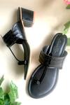 Buy_Sole House_Black Cut Work Kolhapuri Block Heels _at_Aza_Fashions