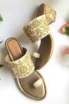 Buy_Sole House_Beige Embroidery Floral Block Heels _at_Aza_Fashions