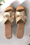 Shop_Sole House_Beige Embroidery Floral Cross Strap Wedges _at_Aza_Fashions