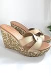 Sole House_Beige Embroidery Floral Cross Strap Wedges _Online_at_Aza_Fashions