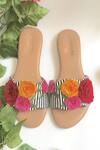 Shop_Sole House_Multi Color Embroidered Floral Sliders _Online_at_Aza_Fashions