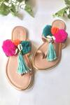 Buy_Sole House_Pink Embroidered Tassel Sandals _at_Aza_Fashions