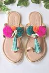 Shop_Sole House_Pink Embroidered Tassel Sandals _at_Aza_Fashions