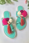 Buy_Sole House_Blue Embroidered Tassel Sandals _at_Aza_Fashions
