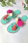Sole House_Blue Embroidered Tassel Sandals _Online_at_Aza_Fashions