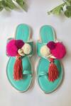 Buy_Sole House_Blue Embroidered Tassel Sandals _Online_at_Aza_Fashions