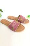 Buy_Sole House_Purple Slogan Embroidered Sliders_at_Aza_Fashions