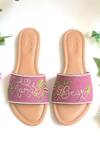 Shop_Sole House_Purple Slogan Embroidered Sliders_Online_at_Aza_Fashions