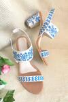 Buy_Sole House_Beige Embroidery Ankle Strap Block Heels _at_Aza_Fashions