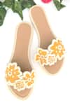 Sole House_Yellow Floral Embroidered Sliders _Online_at_Aza_Fashions