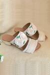 Buy_Sole House_Beige Embroidery, Fringe Floral Block Heels _Online_at_Aza_Fashions