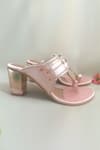 Buy_Sole House_Pink Rhinestones, Embroidery Kolhapuri Block Heels _Online_at_Aza_Fashions