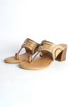 Sole House_Beige Embroidery, Cut Work Kolhapuri Block Heels _Online_at_Aza_Fashions