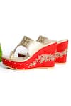 Sole House_Gold Floral Kolhapuri Embroidered Wedges _Online_at_Aza_Fashions