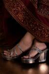 Buy_CRIMZON_Grey Embroidery Halyn Embellished Wedges_at_Aza_Fashions