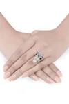 Buy_Tribe Amrapali_Silver Plated Stone Bull Ring _at_Aza_Fashions