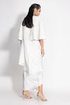 431-88 By Shweta Kapur_White Silk Embellished Cutdana V Pre-draped Saree And Work Cape Set  _Online_at_Aza_Fashions
