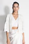 Shop_431-88 By Shweta Kapur_White Silk Embellished Cutdana V Pre-draped Saree And Work Cape Set  _Online_at_Aza_Fashions