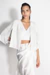 431-88 By Shweta Kapur_White Silk Embellished Cutdana V Pre-draped Saree And Work Cape Set  _at_Aza_Fashions