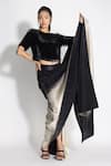 Buy_431-88 by Shweta Kapur_Black Pleated Silk Embellished Two Tone Pre-draped Saree With Blouse  _Online_at_Aza_Fashions