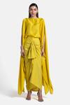 431-88 By Shweta Kapur Yellow Satin Samara Skirt Online at Aza Fashions 431-88 By Shweta Kapur_Yellow Satin Samara Skirt_Online_at_Aza_Fashions