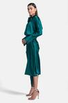 Buy_431-88 by Shweta Kapur_Green Silk Satin Tie Up Draped Skirt  _Online_at_Aza_Fashions