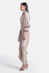 431-88 By Shweta Kapur_Beige Satin Samara Skirt _Online_at_Aza_Fashions