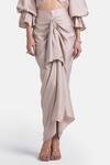 Buy_431-88 By Shweta Kapur_Beige Satin Samara Skirt _Online_at_Aza_Fashions