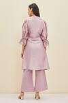 Shop_Meadow_Purple Silk Embroidered Floral Spread Collar Siena Tunic And Pant Set _at_Aza_Fashions