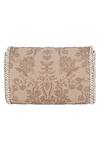 Shop Lovetobag Beige Japanese Beads Siah Floral Kundan Embellished Flapover Clutch at Aza Fashions Shop_Lovetobag_Beige Japanese Beads Siah Floral Kundan Embellished Flapover Clutch _at_Aza_Fashions