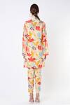 Shop_Seams Pret And Couture_Multi Color Crepe Printed Floral Motifs Band Collar Tunic And Pant Set _at_Aza_Fashions