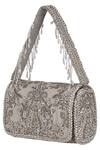 Lovetobag Grey Crystals, Pearls, Zari Siah Floral Kundan Embellished Flapover Clutch Online at Aza Fashions Lovetobag_Grey Crystals, Pearls, Zari Siah Floral Kundan Embellished Flapover Clutch _Online_at_Aza_Fashions