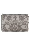 Shop Lovetobag Grey Crystals, Pearls, Zari Siah Floral Kundan Embellished Flapover Clutch Online at Aza Fashions Shop_Lovetobag_Grey Crystals, Pearls, Zari Siah Floral Kundan Embellished Flapover Clutch _Online_at_Aza_Fashions