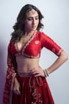 Punit Balana_Red Surkh Laal Banarasi Silk Lehenga Set