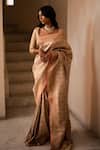 Buy_Priyanka Raajiv_White Silk Brocade Banarasi Woven Thread Saree _at_Aza_Fashions