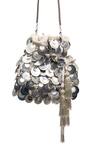 Buy_SG Collection By Sonia Gulrajani_Silver Sequins, Tassels Penny Velvet Embroidered Potli Bag _at_Aza_Fashions