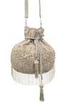 Buy_SG Collection By Sonia Gulrajani_Silver Diamonds, Beads Shine Dangler Embroidered Potli Bag _at_Aza_Fashions