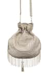 SG Collection By Sonia Gulrajani_Silver Diamonds, Beads Shine Dangler Embroidered Potli Bag _Online_at_Aza_Fashions