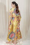 Shop_The Boozy Button_Multi Color Moroccan Silk Digital V Single Ladies Kaftan  _at_Aza_Fashions