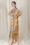 The Boozy Button_Multi Color Moroccan Silk Digital V Single Ladies Kaftan  _Online_at_Aza_Fashions