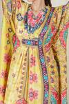 The Boozy Button_Multi Color Moroccan Silk Digital V Single Ladies Kaftan  _at_Aza_Fashions