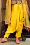 Swati Vijaivargie_Yellow Chanderi Silk Embroidery V Neck Cape And Dhoti Pant Set _at_Aza_Fashions