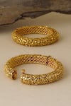 Buy_Smars Jewelry_Gold Plated Leaf Motif Bangles Set Of 2 _Online_at_Aza_Fashions