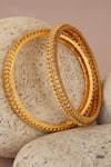 Smars Jewelry_Gold Plated Leaf Bangles Set Of 2_Online_at_Aza_Fashions