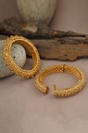 Smars Jewelry_Gold Plated Stones Carved Floral Bangles Set Of 2 _Online_at_Aza_Fashions