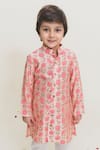 MR Brat_Pink Chanderi Printed Kurta And Pant Set _Online_at_Aza_Fashions
